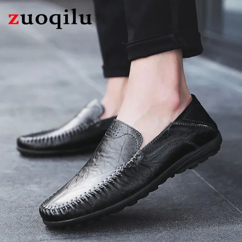 Men Leather Casual Soft Walking Comfortable Loafers