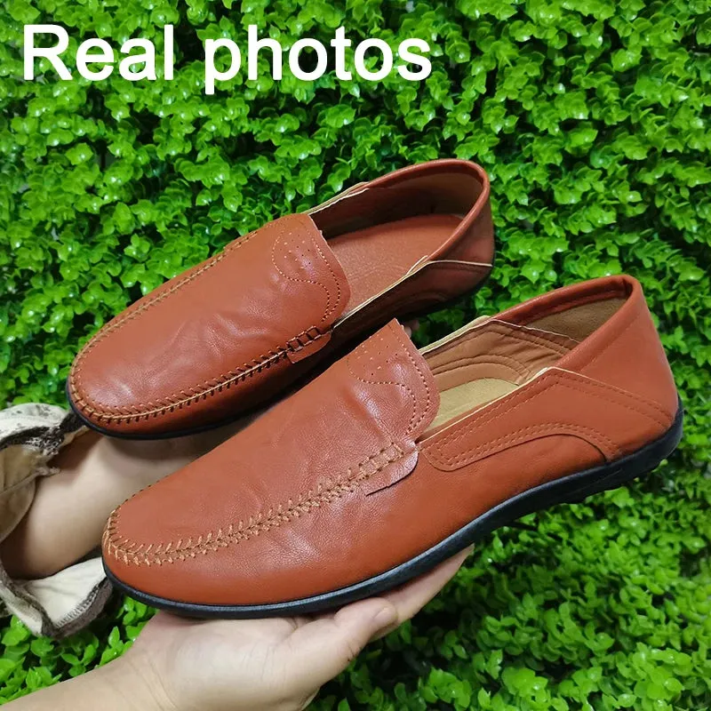 Men Leather Casual Soft Walking Comfortable Loafers