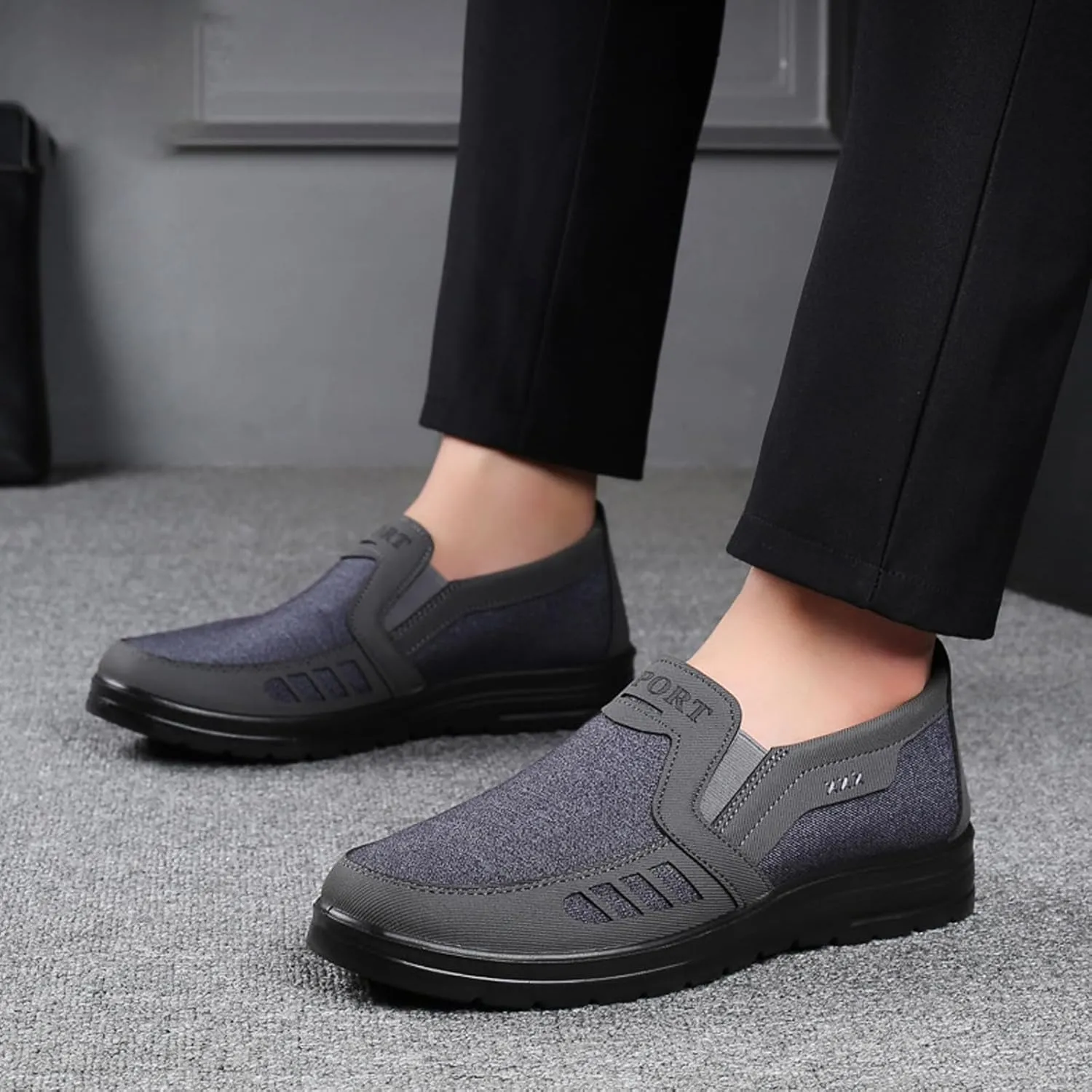 Men's Walking Shoes, Men's Comfortable Relaxed Fit Lightweight Breathable Sneakers Slip On Casual Loafers Dress Shoes Fashion Driving Shoes