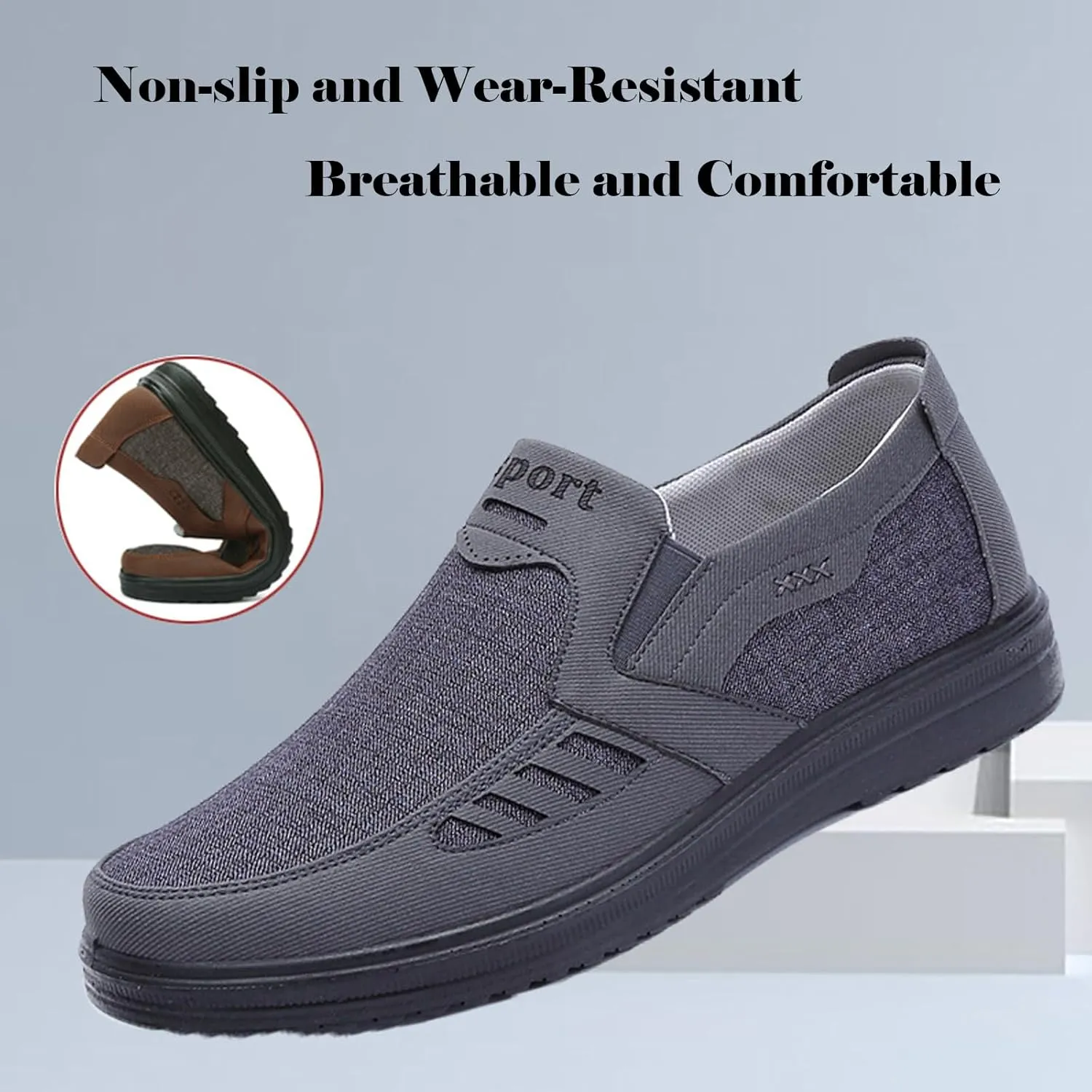Men's Walking Shoes, Men's Comfortable Relaxed Fit Lightweight Breathable Sneakers Slip On Casual Loafers Dress Shoes Fashion Driving Shoes