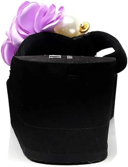 MIOKE Women's Flower Wedge Platform Flip Flops Summer Bohemia Comfy Nonslip High Heel Beach Thong Sandals
