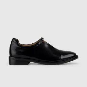 Morbido Leather Moc Pump Loafer Black NSH500-17