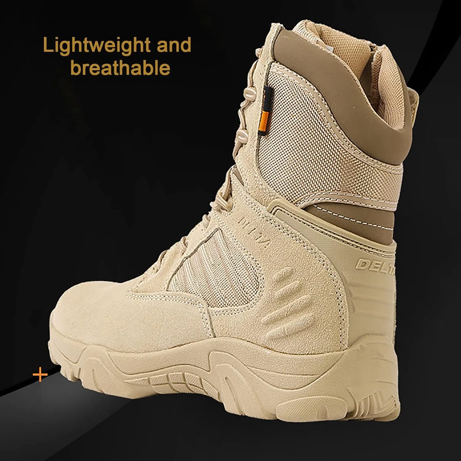 Outdoor Men's Tactical Military Boots, Outdoor Durable Waterproof Rubber Sole Military Work and Desert Boots, Comfortable Shock Absorption Boots