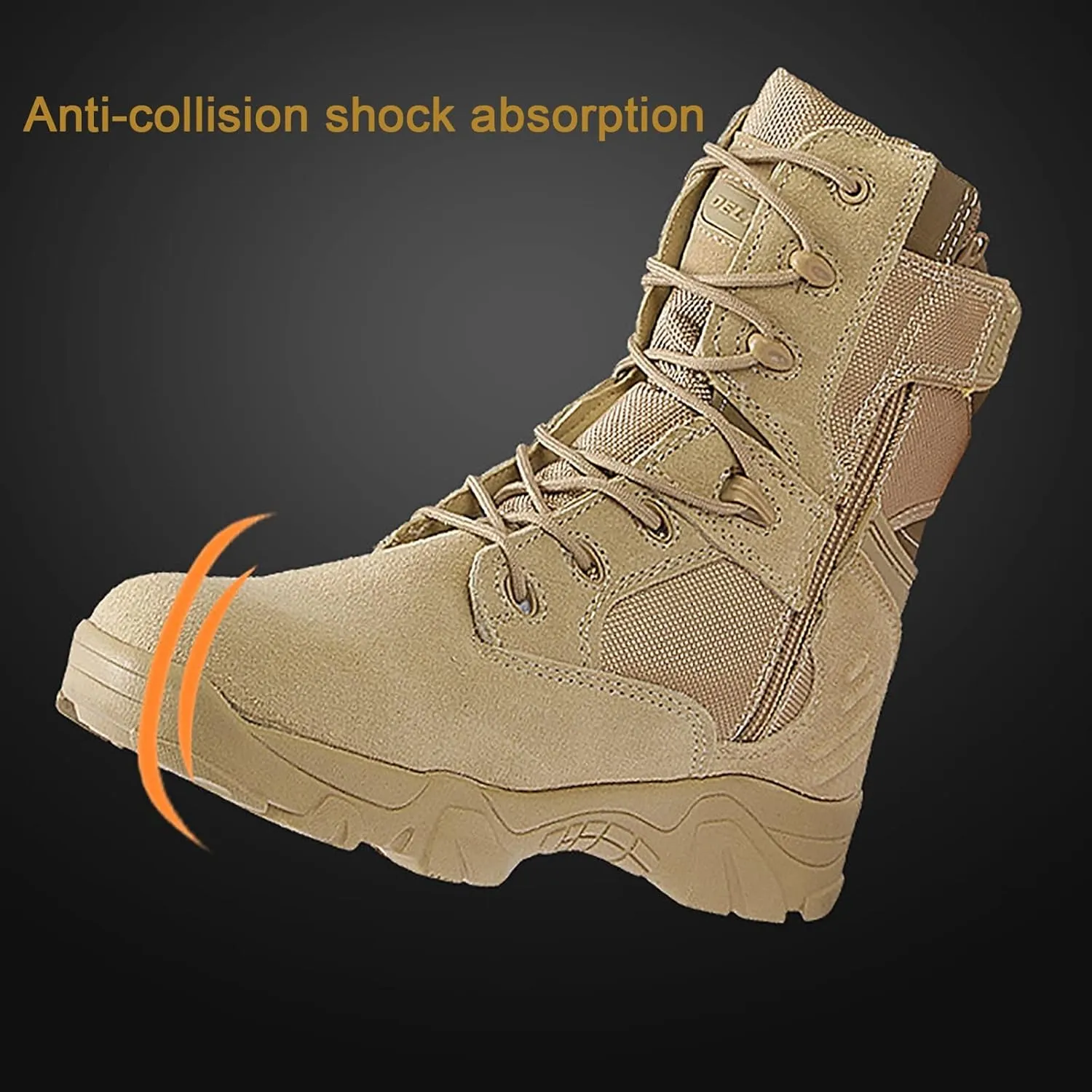 Outdoor Men's Tactical Military Boots, Outdoor Durable Waterproof Rubber Sole Military Work and Desert Boots, Comfortable Shock Absorption Boots