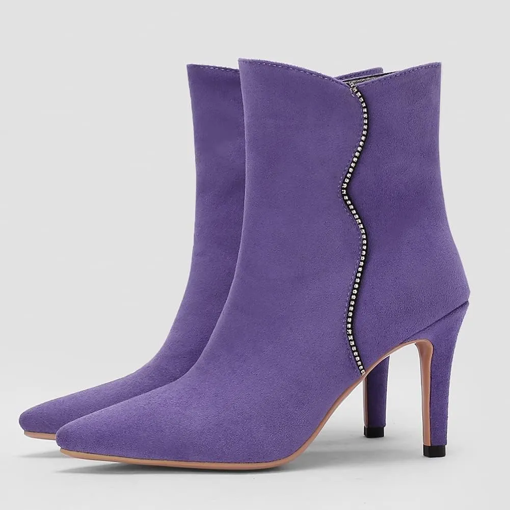 Roimaash Elegant Women Dress Boots High Heels Pointed Toe
