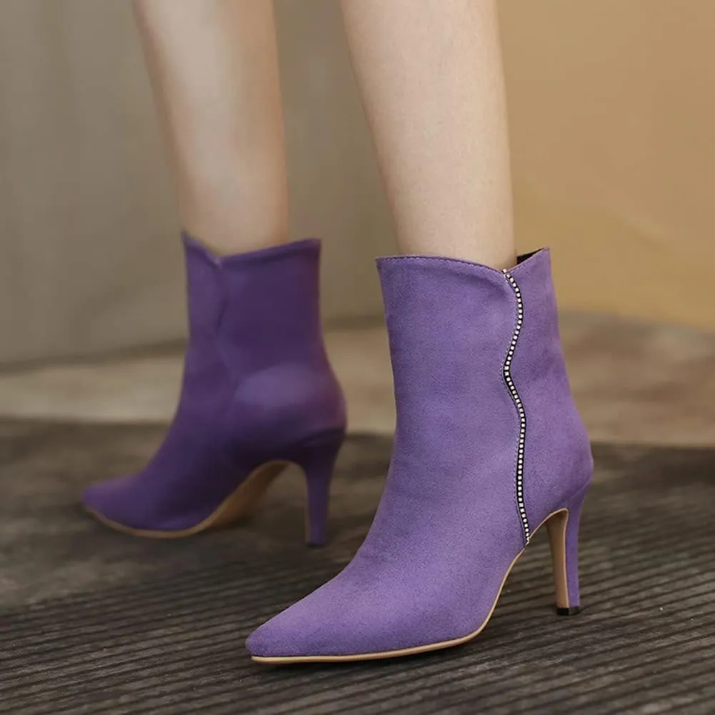 Roimaash Elegant Women Dress Boots High Heels Pointed Toe