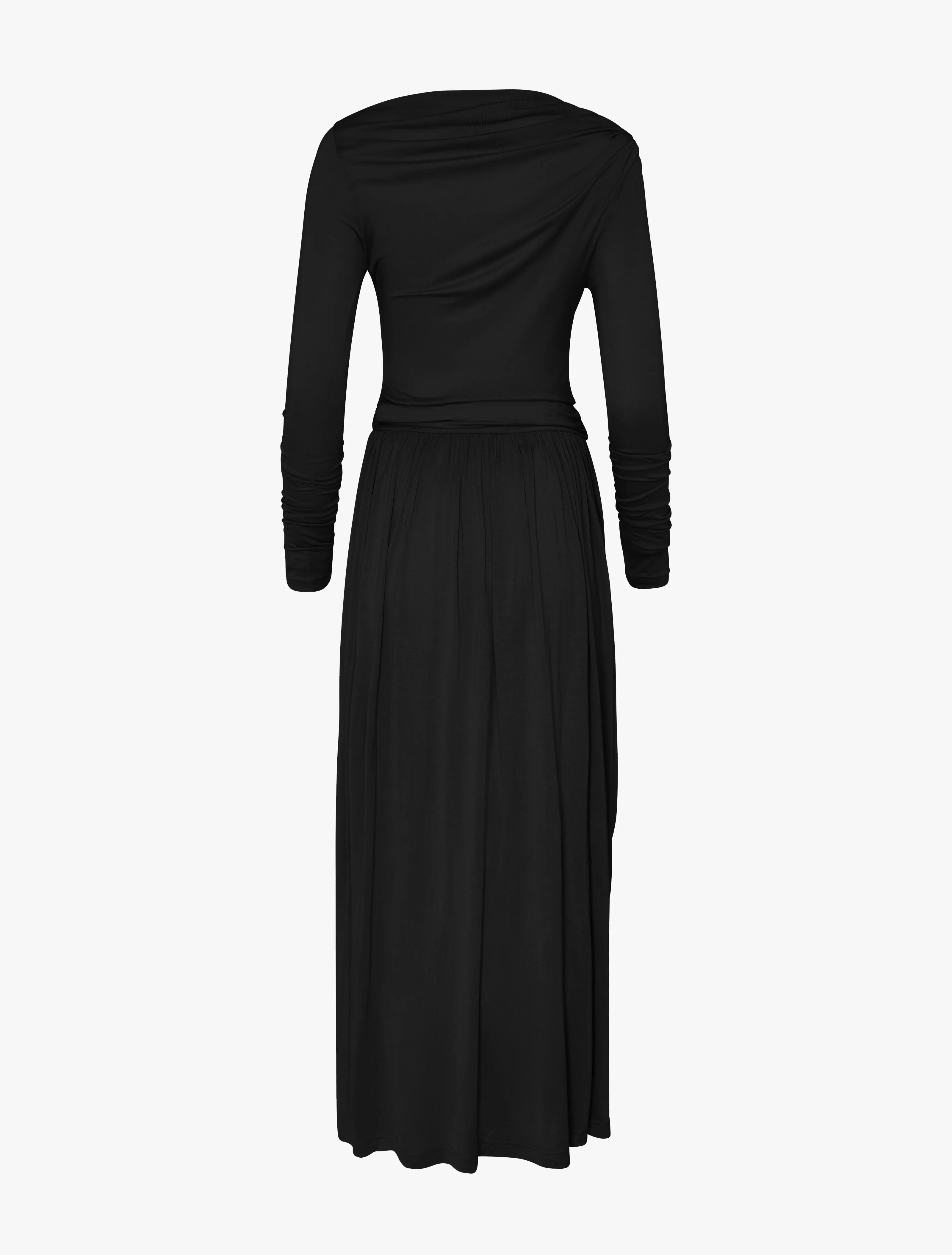 Romy Long Sleeve Draped Dress in Black
