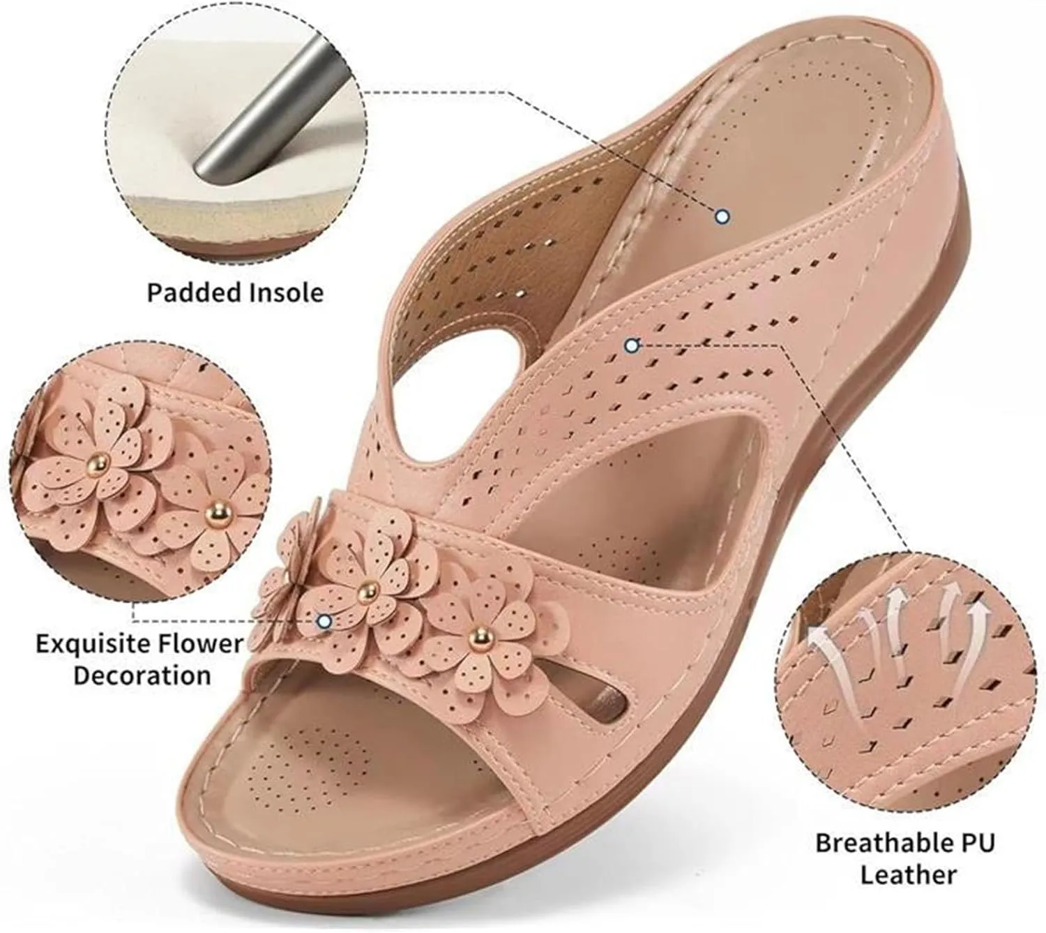 Sandals for Women Wedge Shoes Comfortable Dressy Slip On Lightweight Platform Slides Sandals