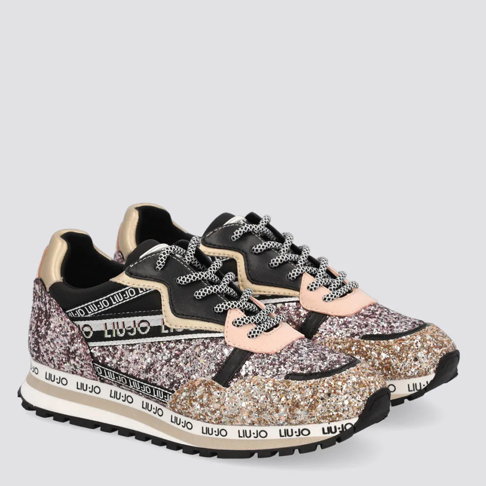 Scarpe Donna LIU JO linea Wonder 8 Sneakers con Glitter Allover Platino