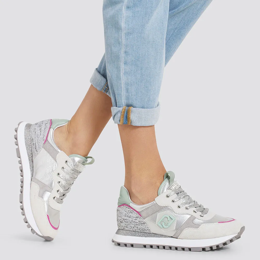 Scarpe Donna LIU JO Sneakers Effetto Laminato con Dettagli Mélange Silver