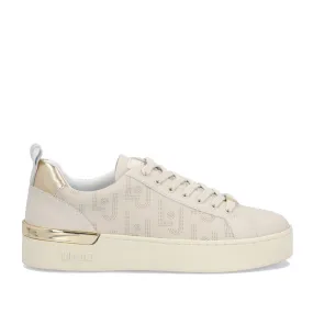 Scarpe Donna LIU JO Sneakers in Pelle color Latte con Logo Traforato