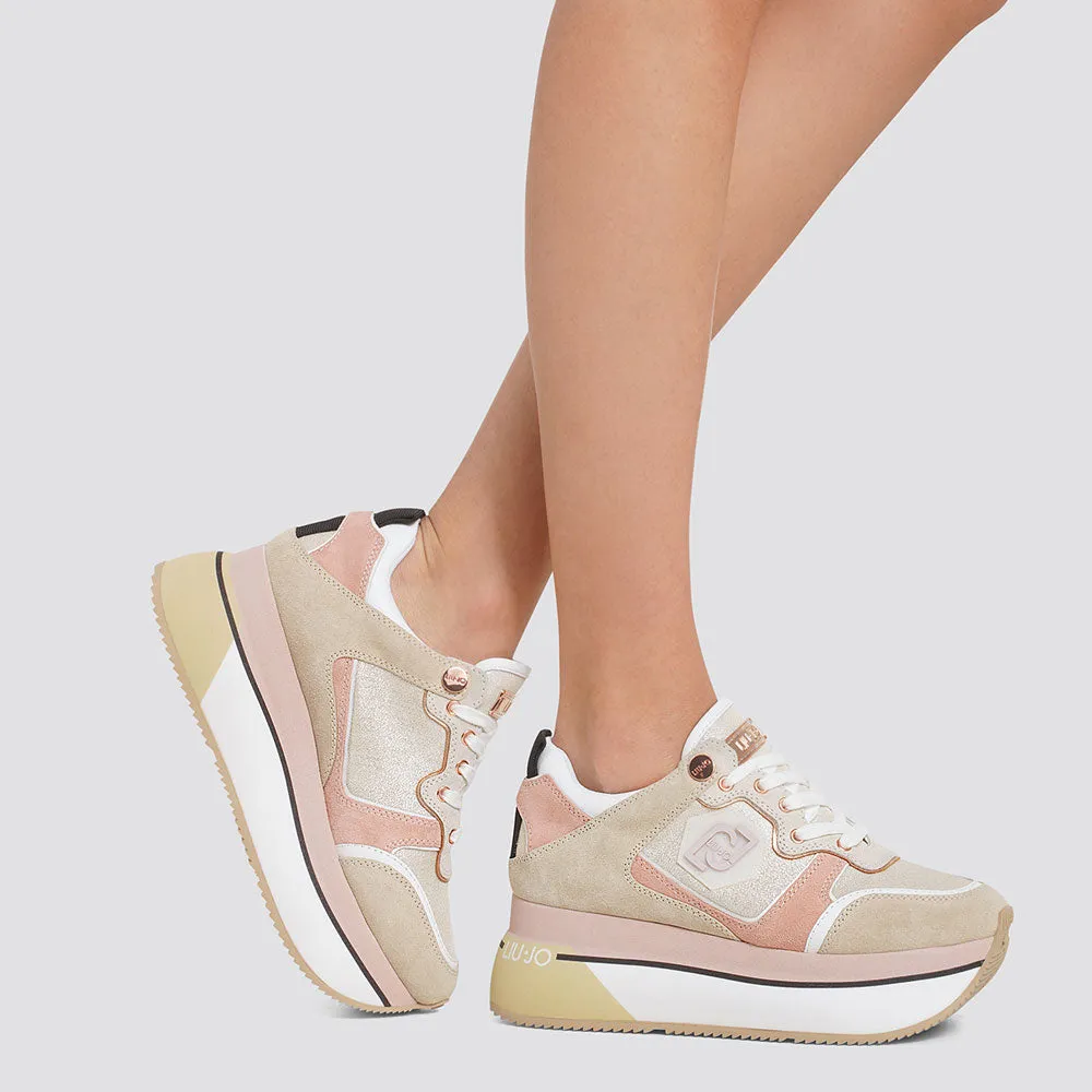 Scarpe Donna LIU JO Sneakers Super Platform in Suede e Nylon color Lamb