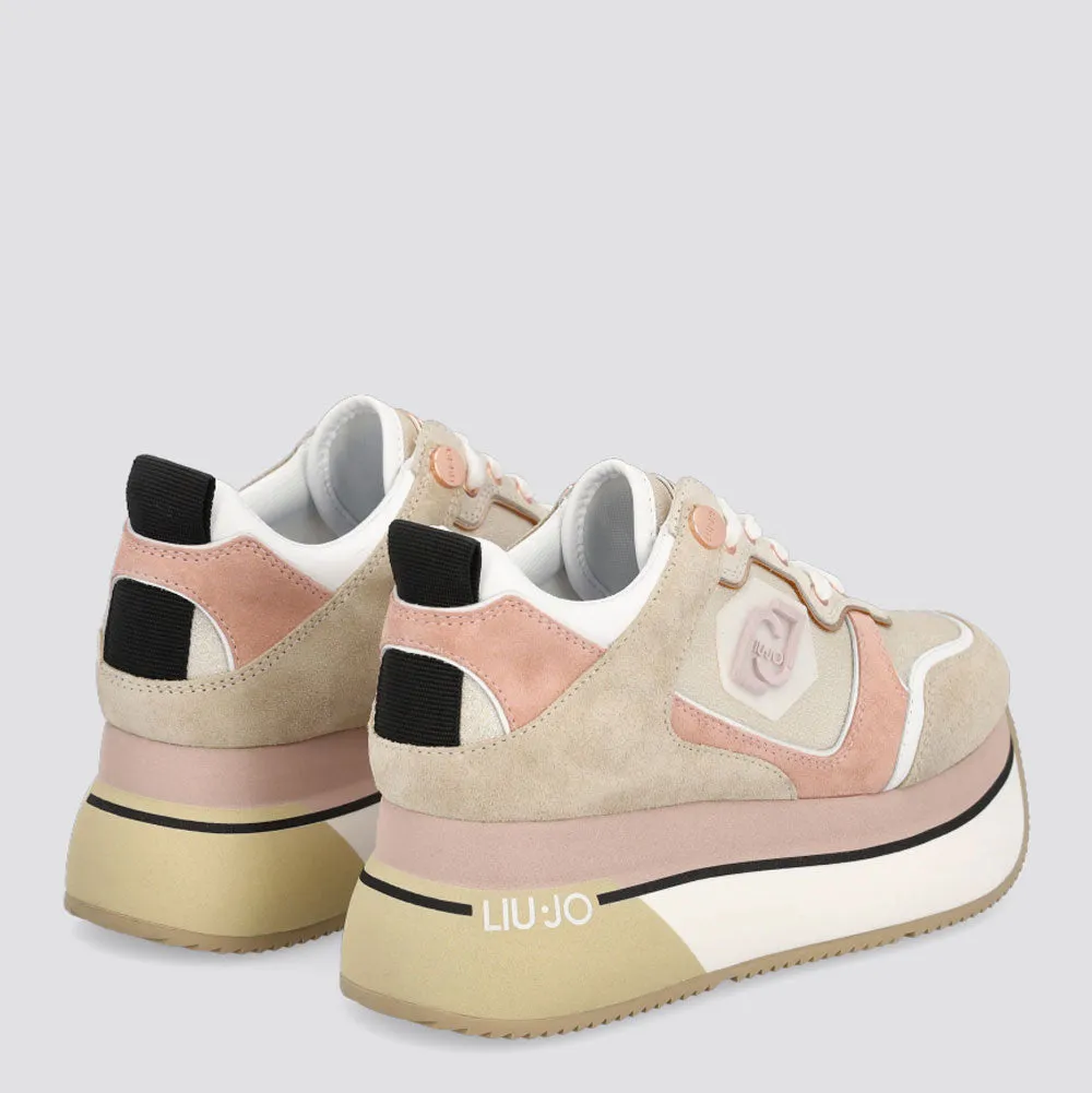 Scarpe Donna LIU JO Sneakers Super Platform in Suede e Nylon color Lamb
