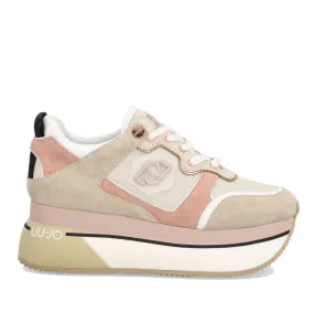 Scarpe Donna LIU JO Sneakers Super Platform in Suede e Nylon color Lamb