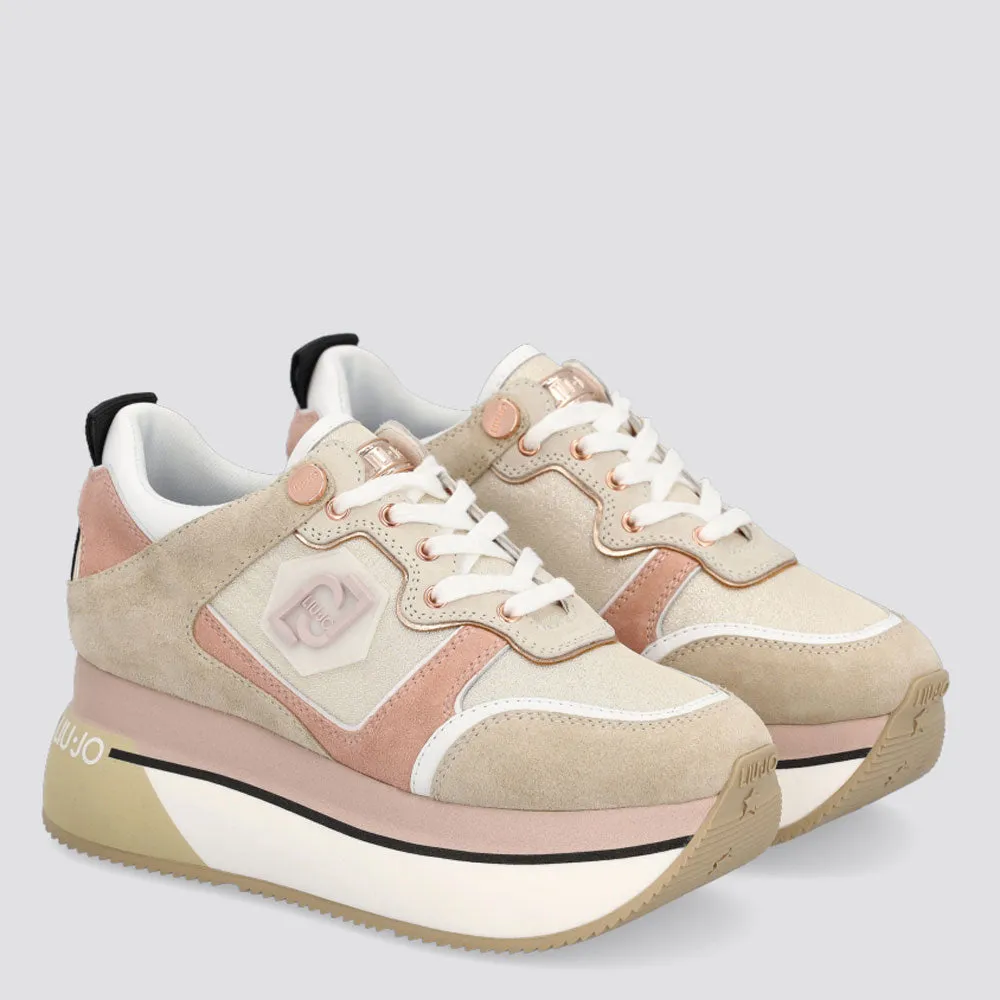 Scarpe Donna LIU JO Sneakers Super Platform in Suede e Nylon color Lamb