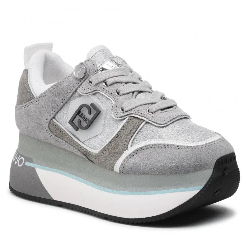 Scarpe Donna LIU JO Sneakers Super Platform in Suede e Nylon colore Grey