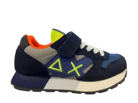 Sun68 sneakers da ragazzo Jaky Fluo Z42315K 0734 navy blue-grigio medio