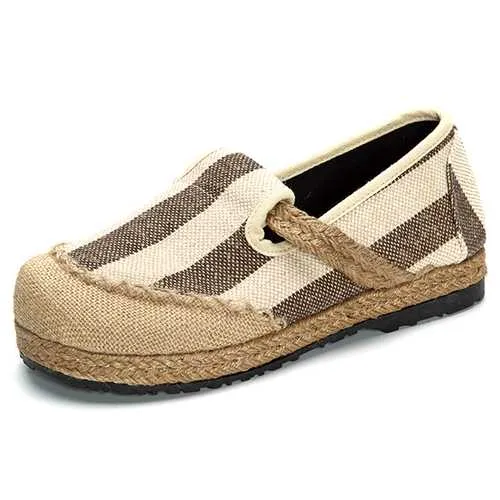 Women Cloth Shoes Casual Flax Outdoor Flat Loafers