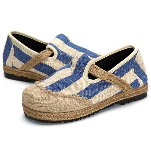 Women Cloth Shoes Casual Flax Outdoor Flat Loafers