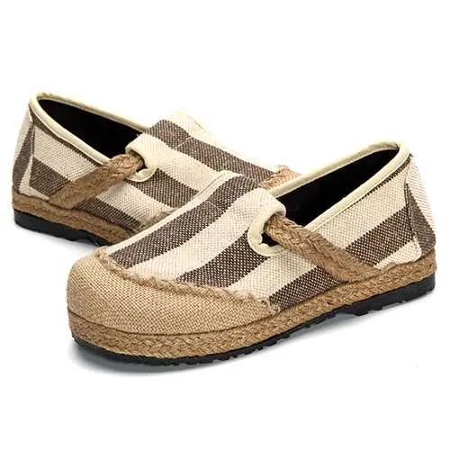 Women Cloth Shoes Casual Flax Outdoor Flat Loafers