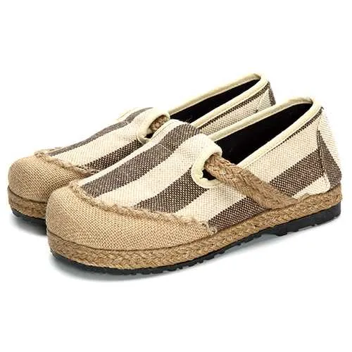 Women Cloth Shoes Casual Flax Outdoor Flat Loafers