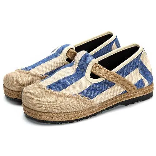 Women Cloth Shoes Casual Flax Outdoor Flat Loafers