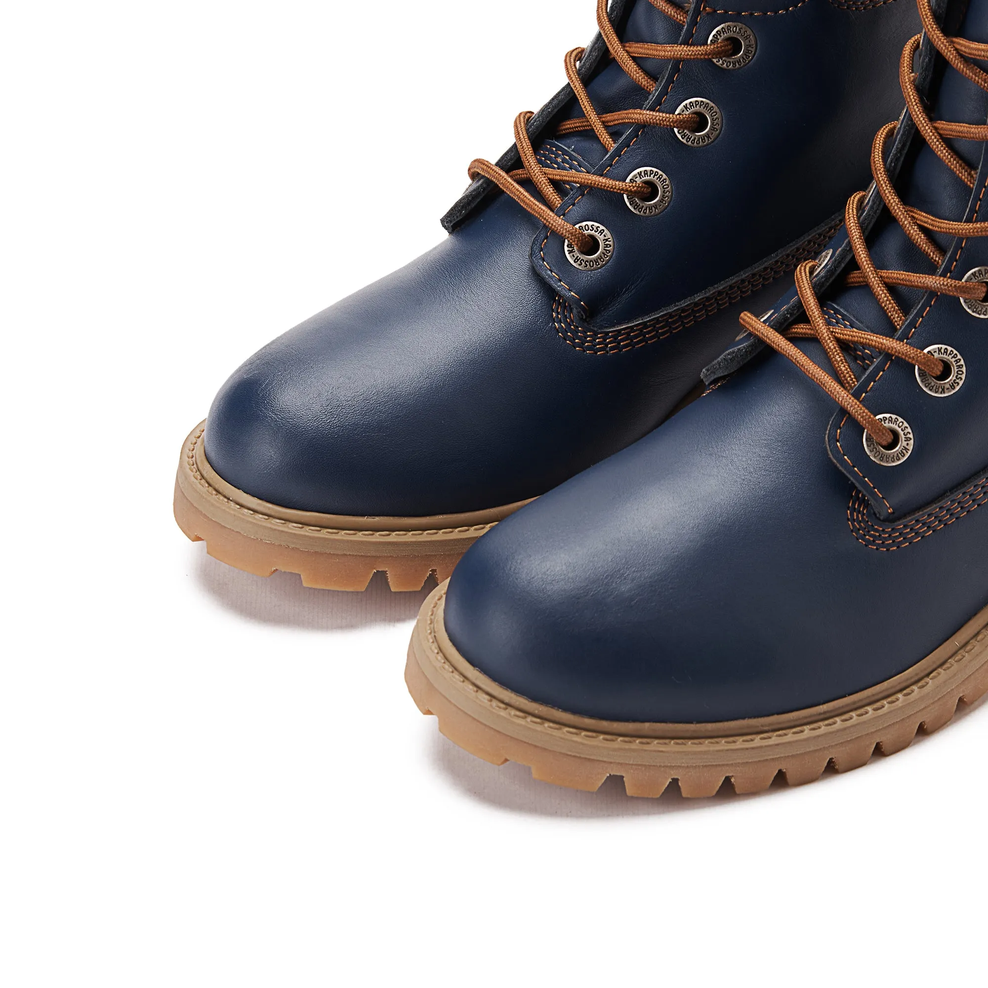 Women Genuine Leather Lace Up Half Boots - Navy BLue