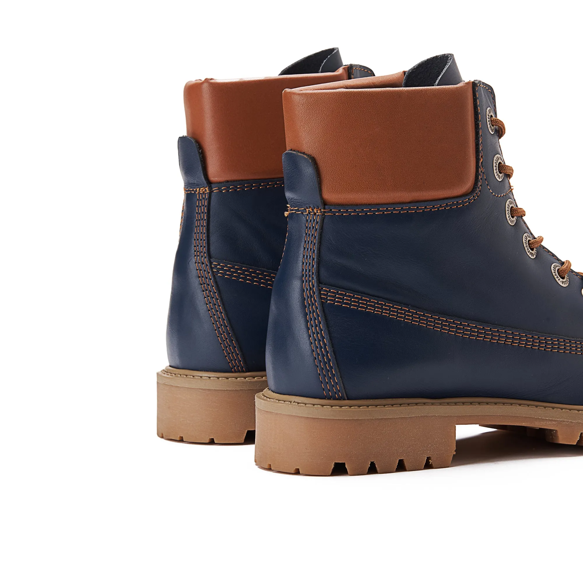 Women Genuine Leather Lace Up Half Boots - Navy BLue