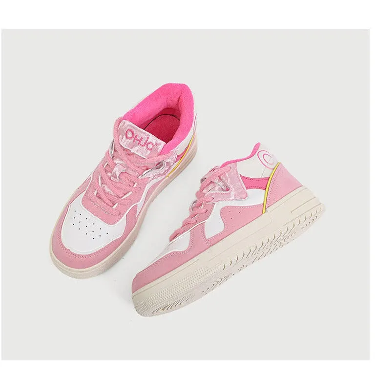 Womens Kawaii Pink Sneakers Shoes