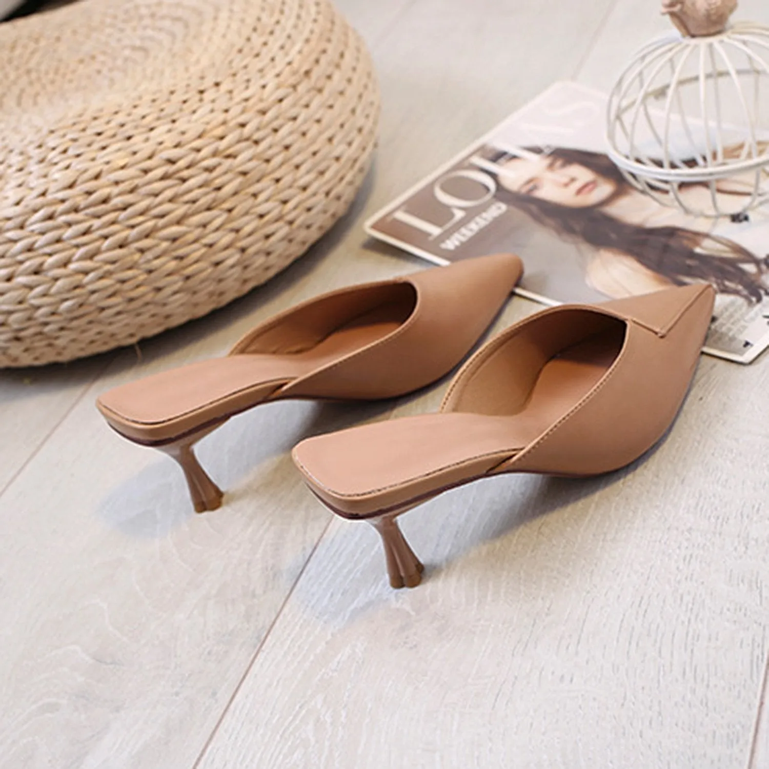 Womens Simplicity Stiletto Shoes Mules