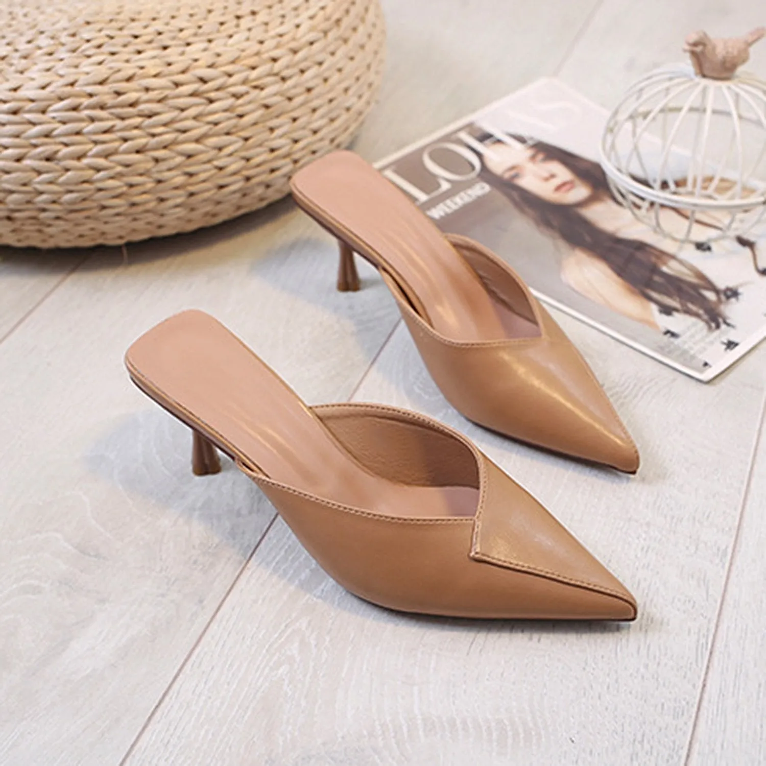 Womens Simplicity Stiletto Shoes Mules