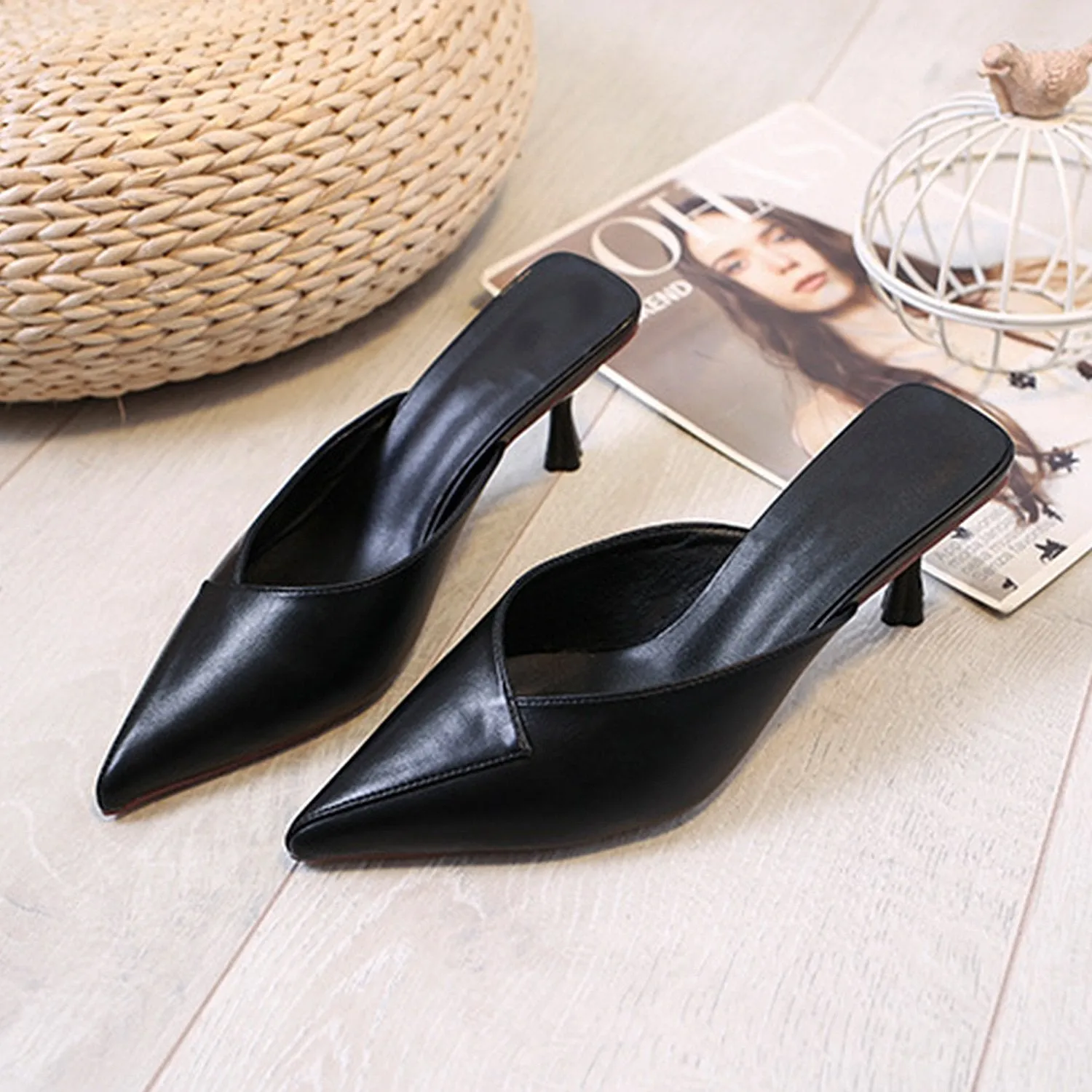 Womens Simplicity Stiletto Shoes Mules